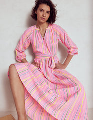 Boden Faye Cotton Maxi Dress - Sorbet Pink, Seersucker Stripe