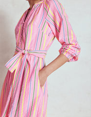 Boden Faye Cotton Maxi Dress - Sorbet Pink, Seersucker Stripe