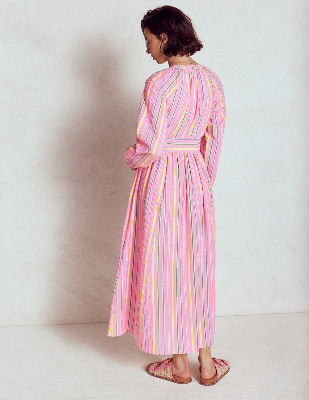 Boden Faye Cotton Maxi Dress - Sorbet Pink, Seersucker Stripe