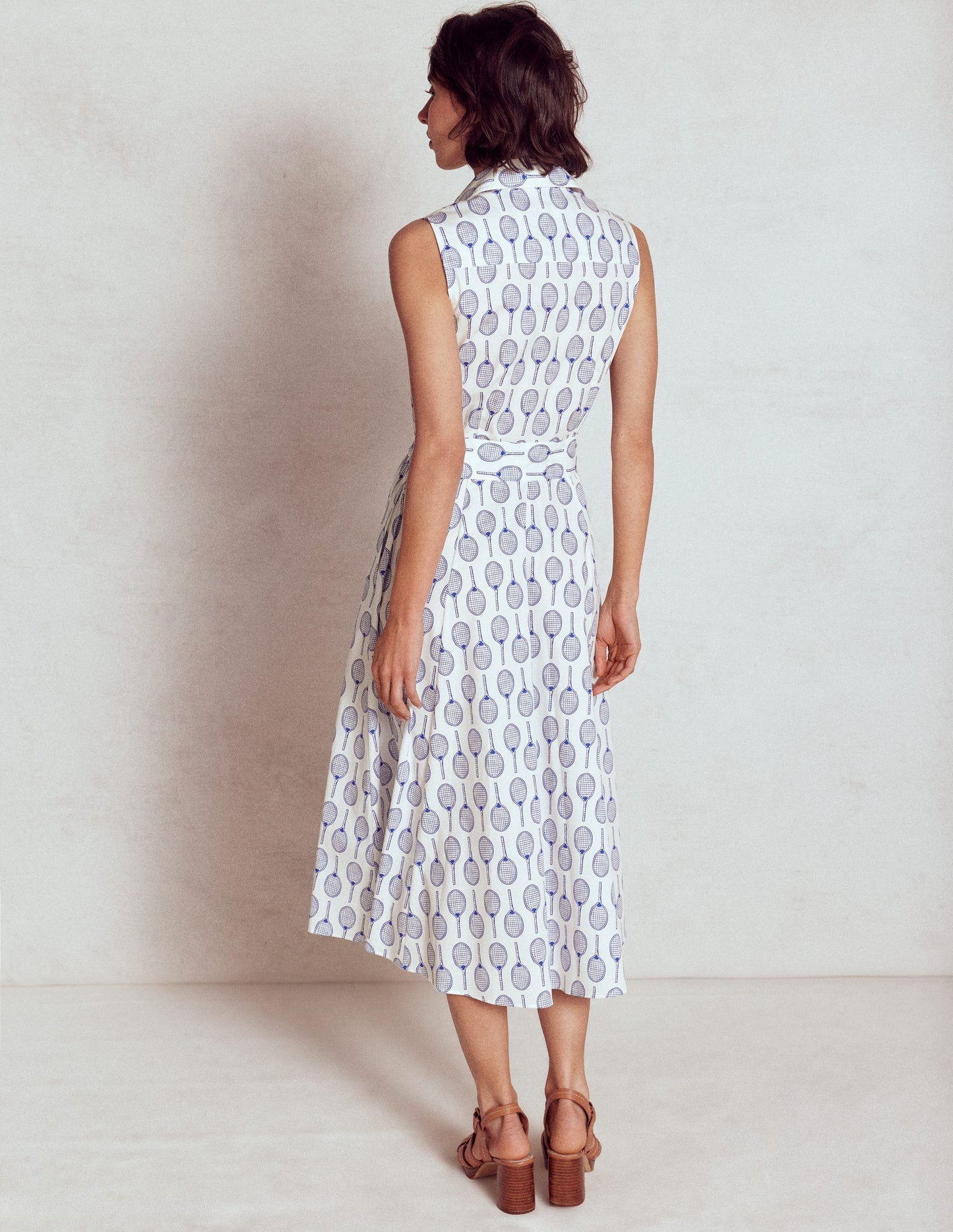 Boden Amy Sleeveless Shirt Dress - Ivory, Tennis