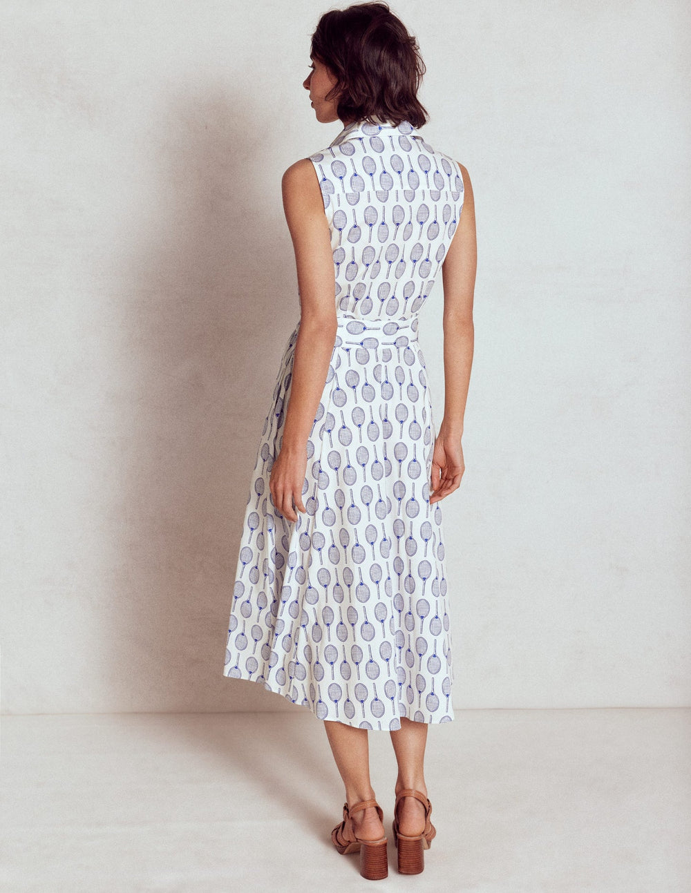 Boden Amy Sleeveless Shirt Dress - Ivory, Tennis