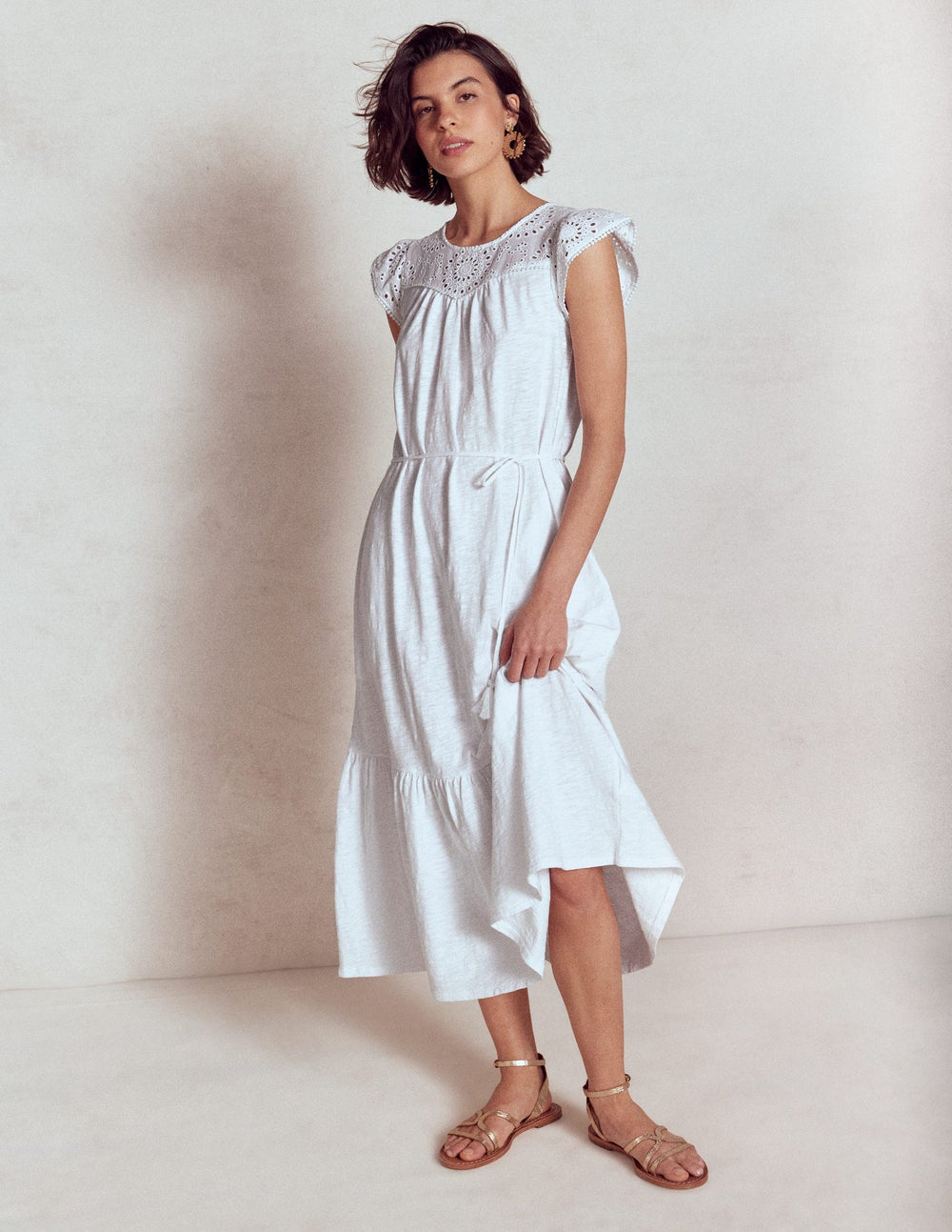 Boden Juliet Broderie Midi Dress - White