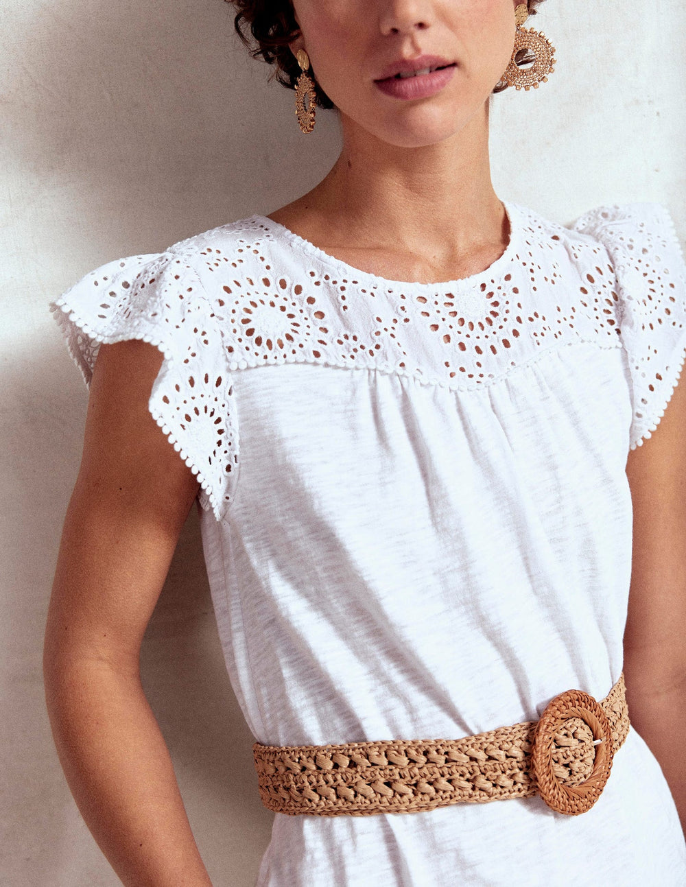 Boden Juliet Broderie Midi Dress - White