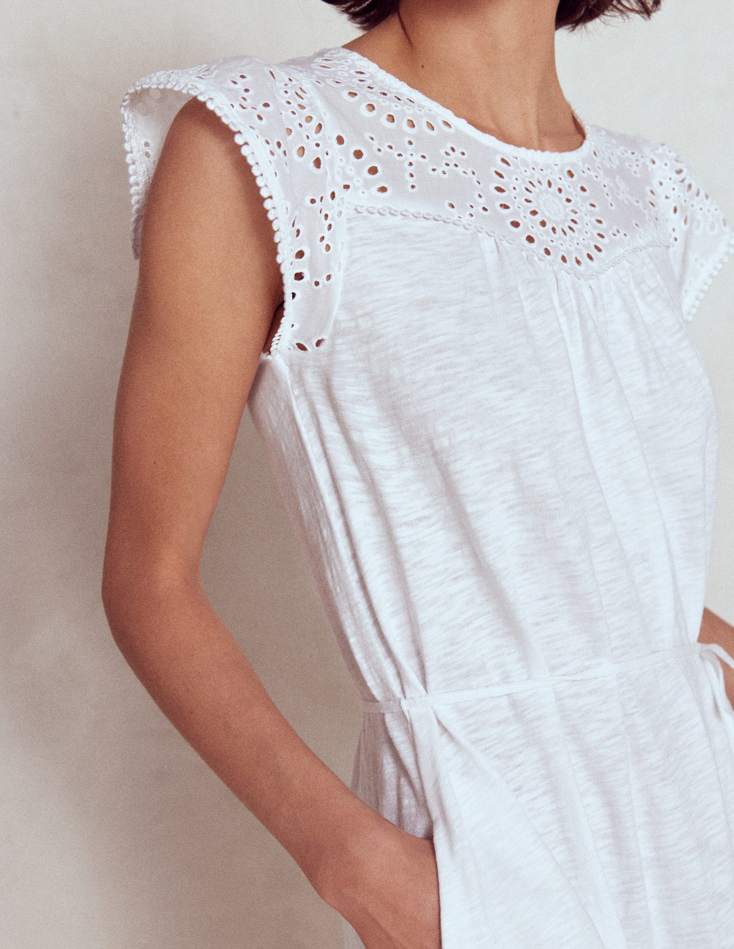 Boden Juliet Broderie Midi Dress - White