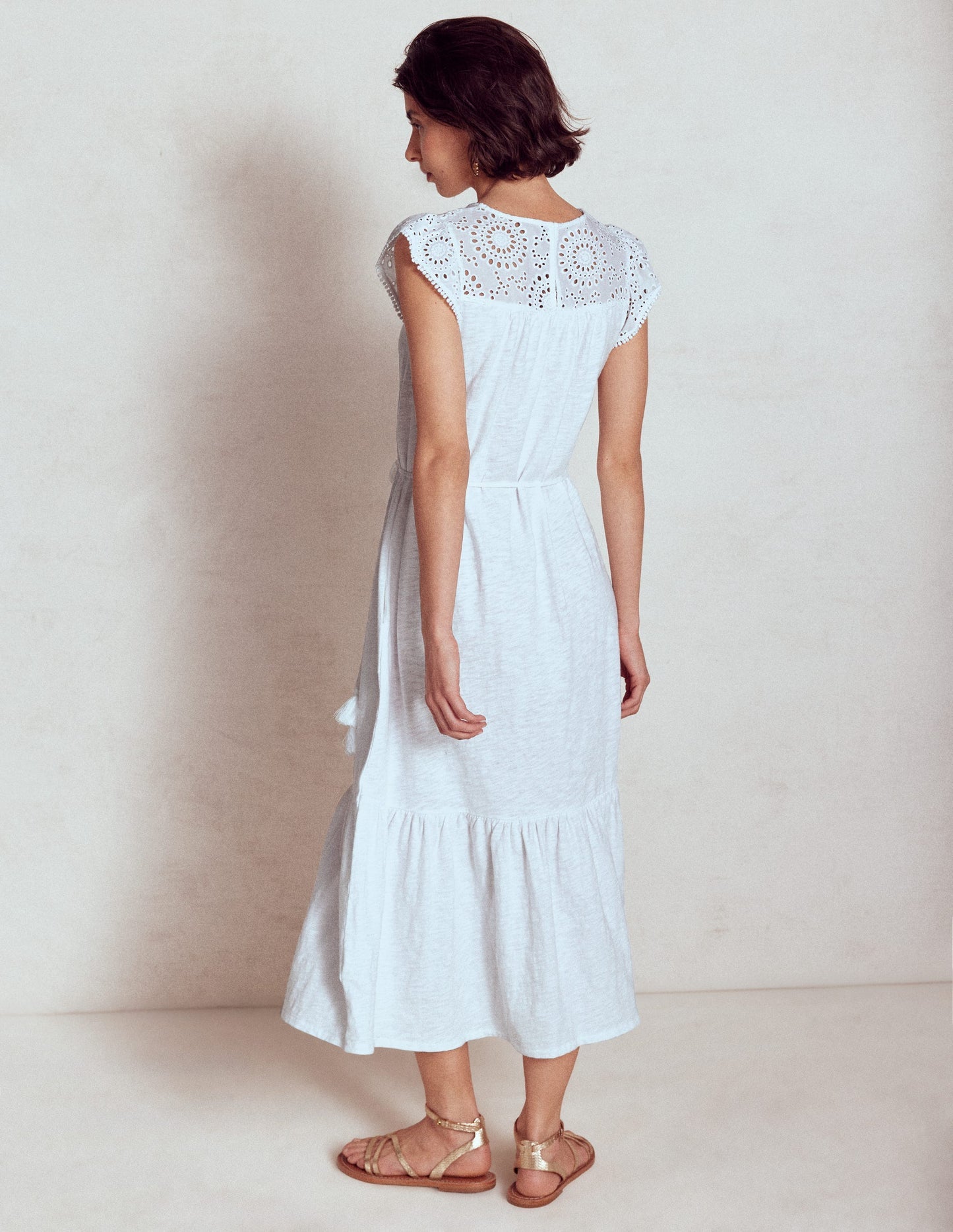 Boden Juliet Broderie Midi Dress - White