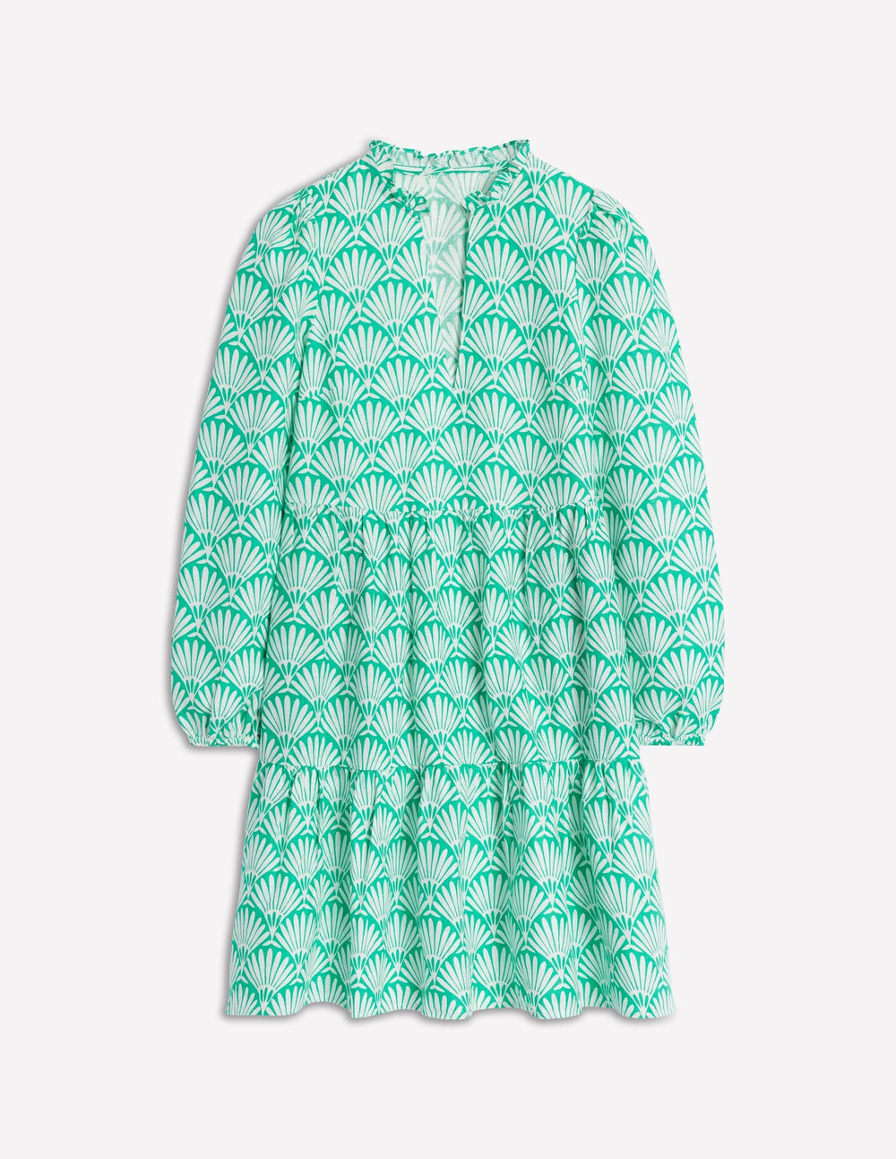 Boden Esme Linen Short Dress - Aquamarine Blue, Deco Palm