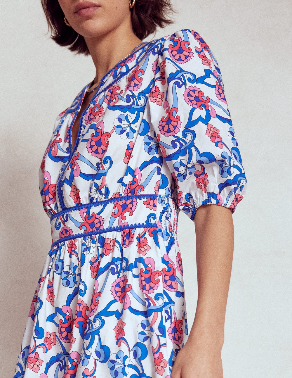 Boden Rhea Embroidered Midi Dress - Ivory, Foliage Trail