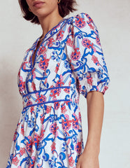Boden Rhea Embroidered Midi Dress - Ivory, Foliage Trail