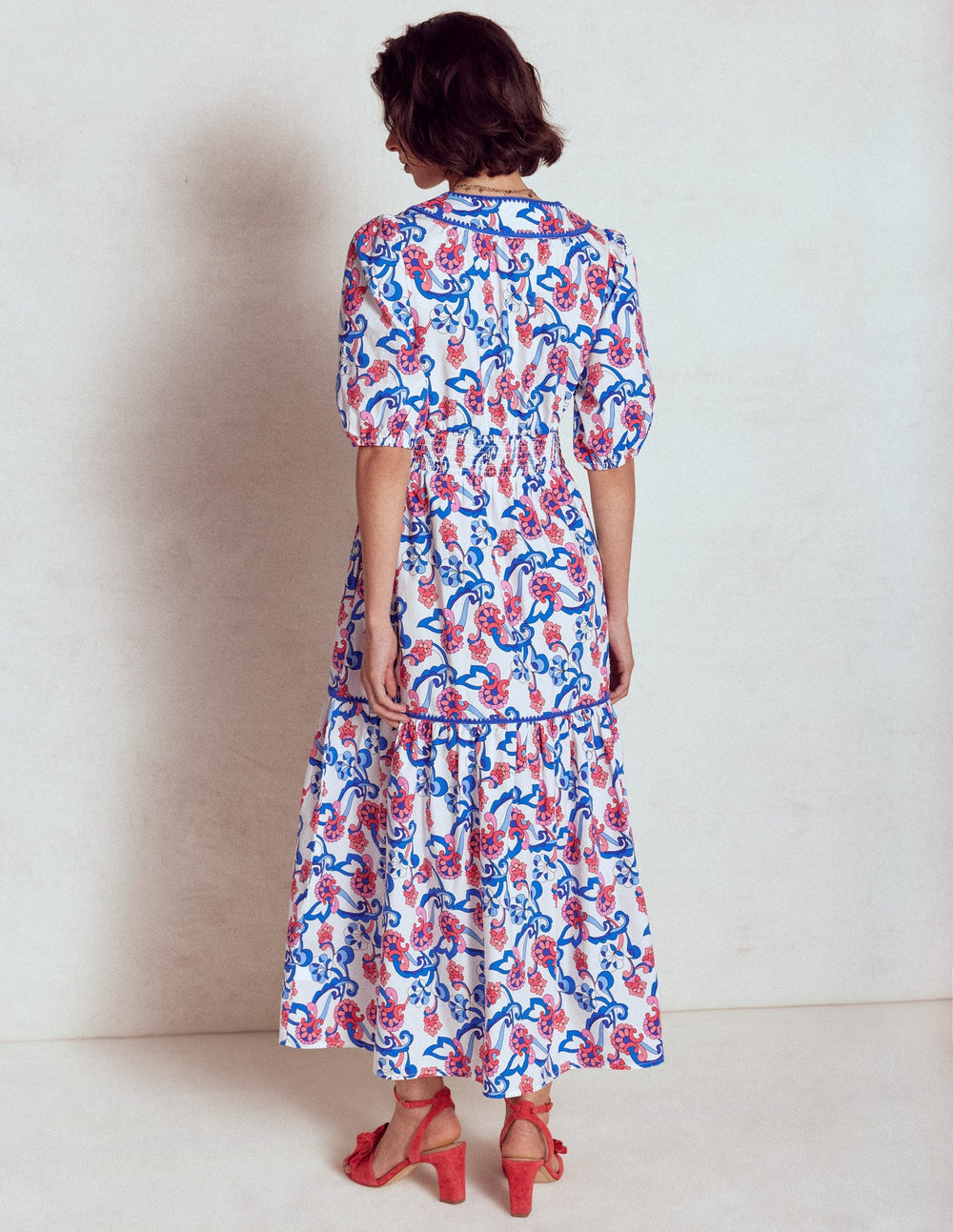 Boden Rhea Embroidered Midi Dress - Ivory, Foliage Trail