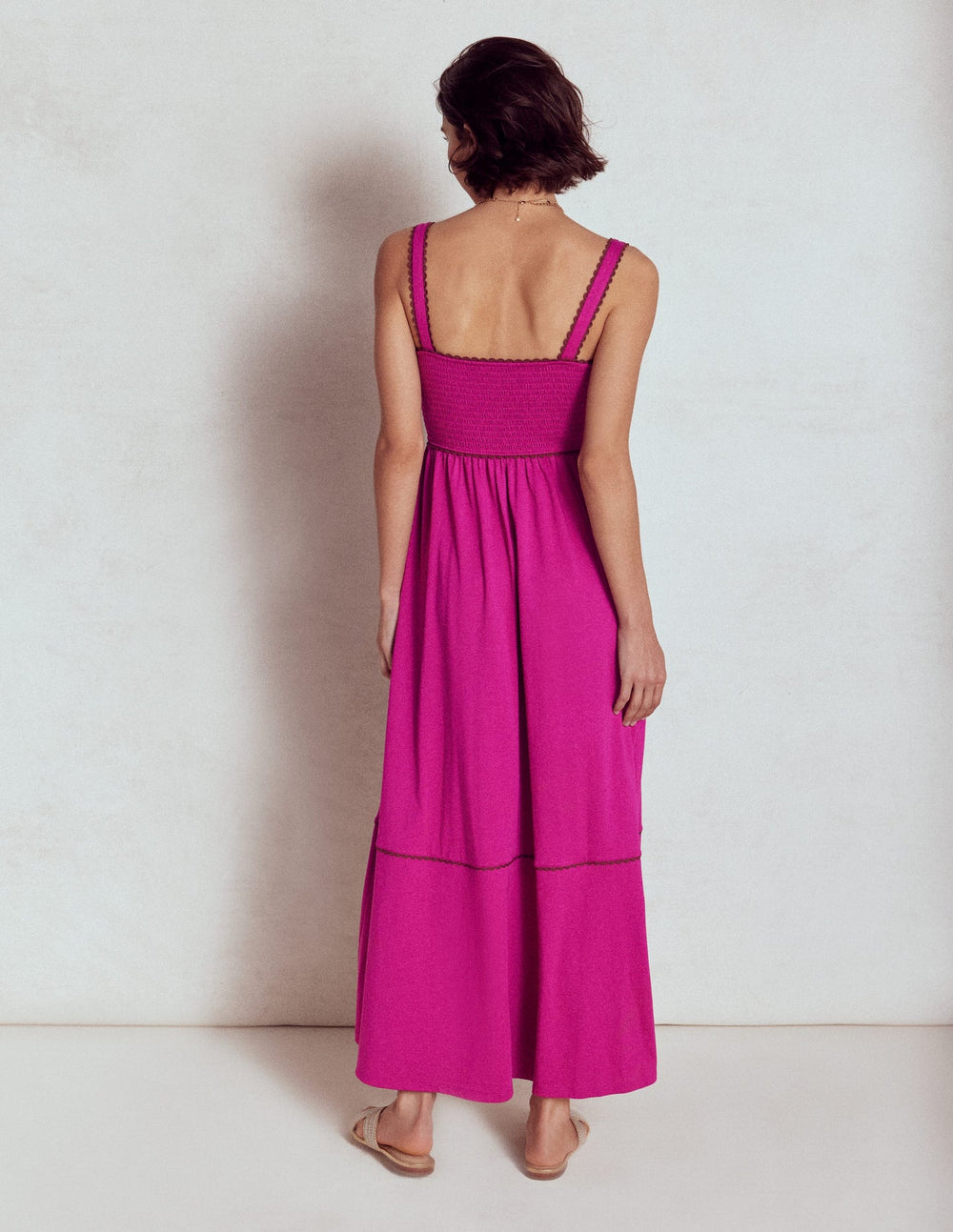 Boden Smocked Trim Maxi Dress - Fuchsia