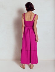 Boden Smocked Trim Maxi Dress - Fuchsia