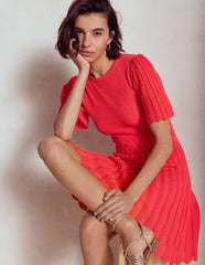Boden Cotton Stitch Crew Dress - Bittersweet