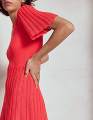 Boden Cotton Stitch Crew Dress - Bittersweet