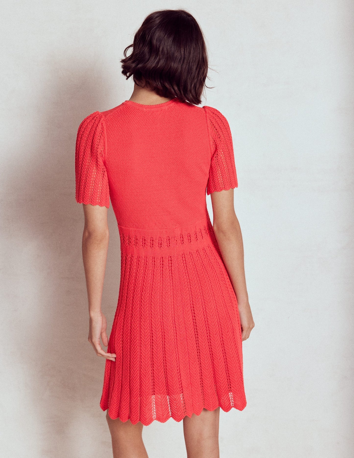 Boden Cotton Stitch Crew Dress - Bittersweet