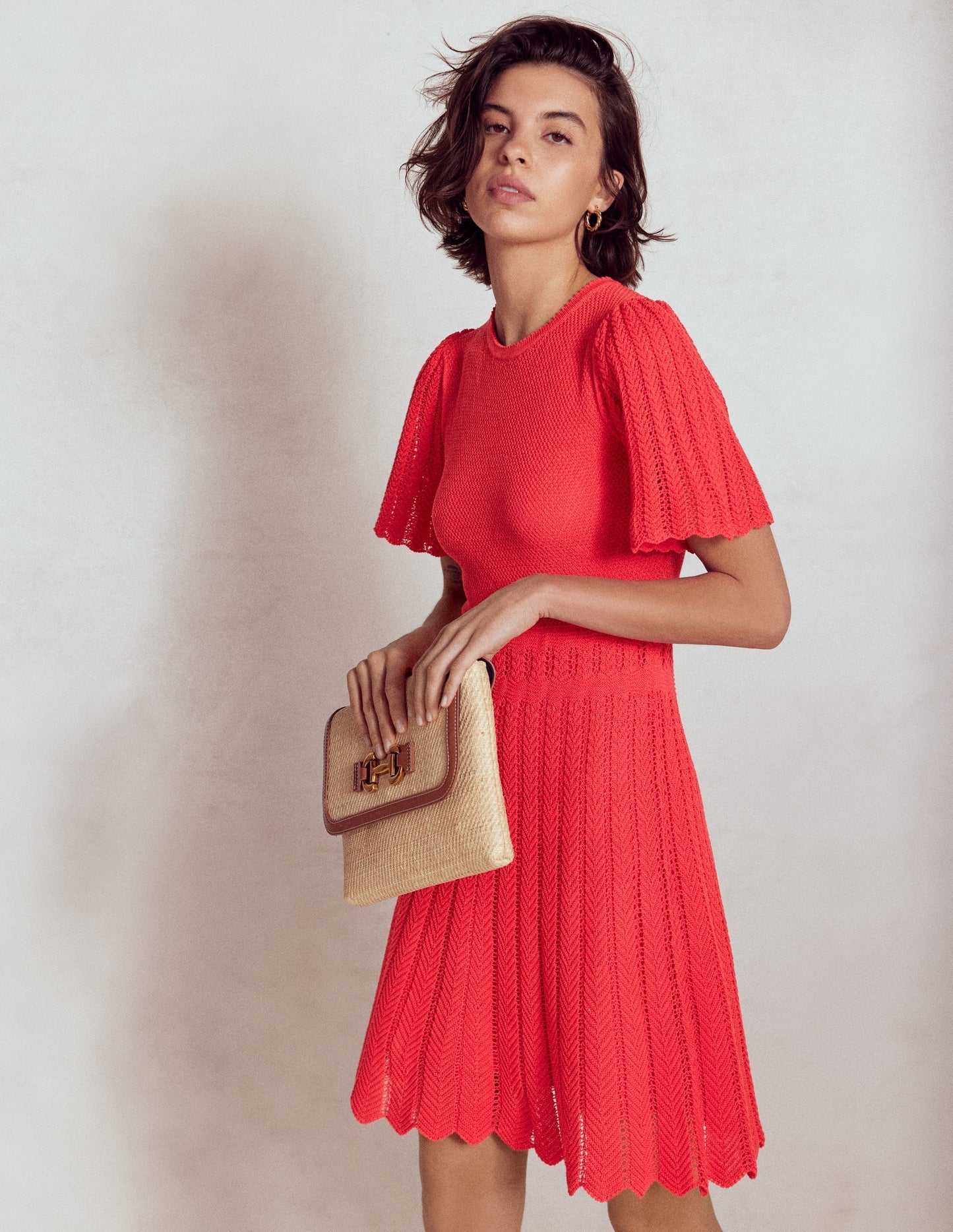 Boden Cotton Stitch Crew Dress - Bittersweet