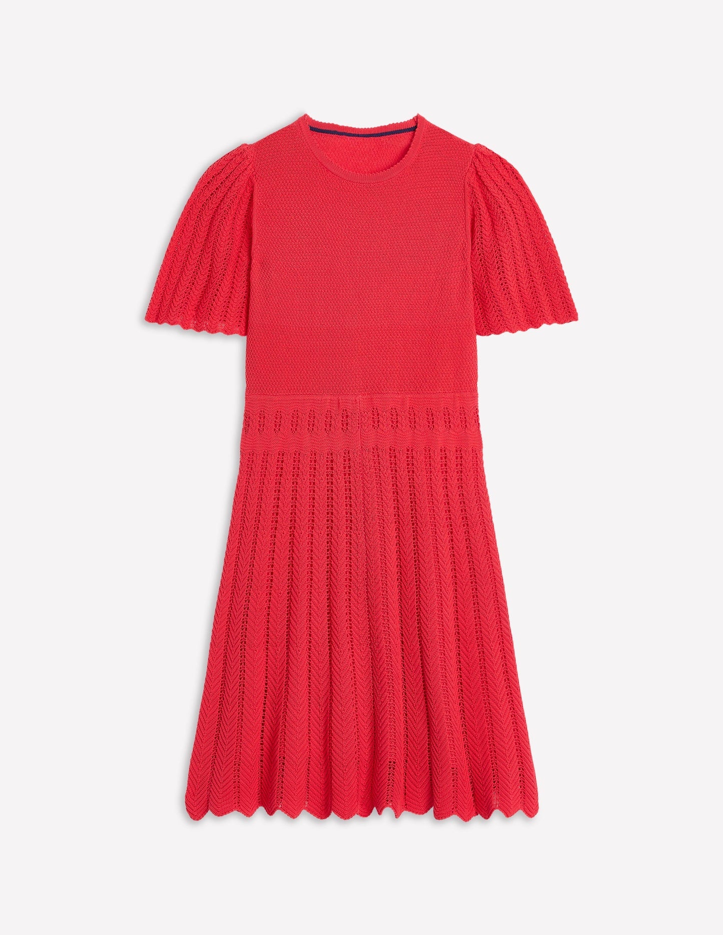 Boden Cotton Stitch Crew Dress - Bittersweet
