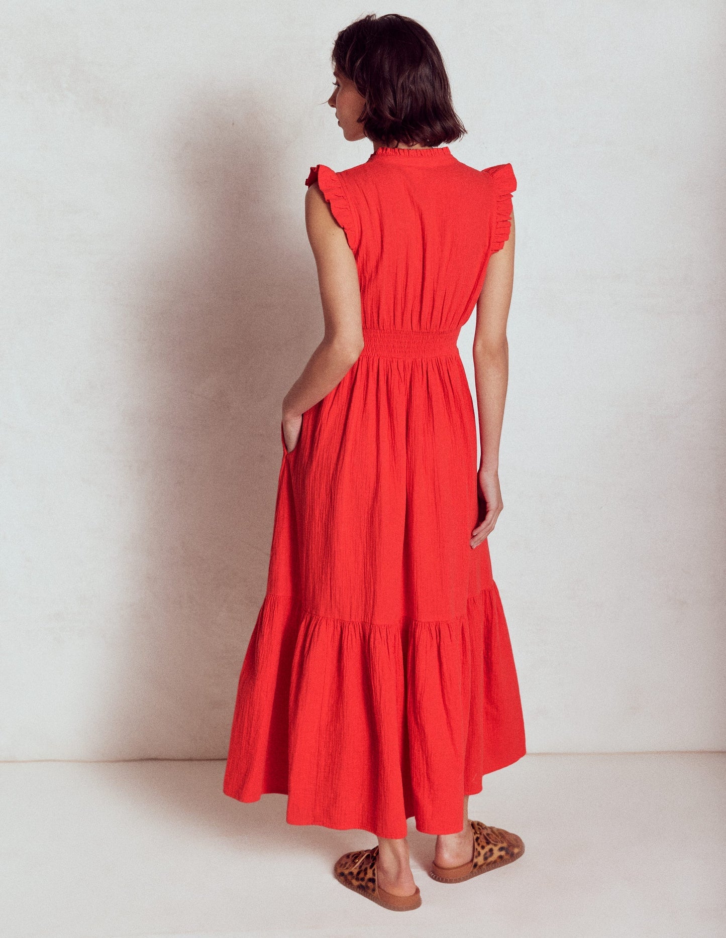 Boden Wren Double Cloth Midi Dress - Strawberry Tart Red