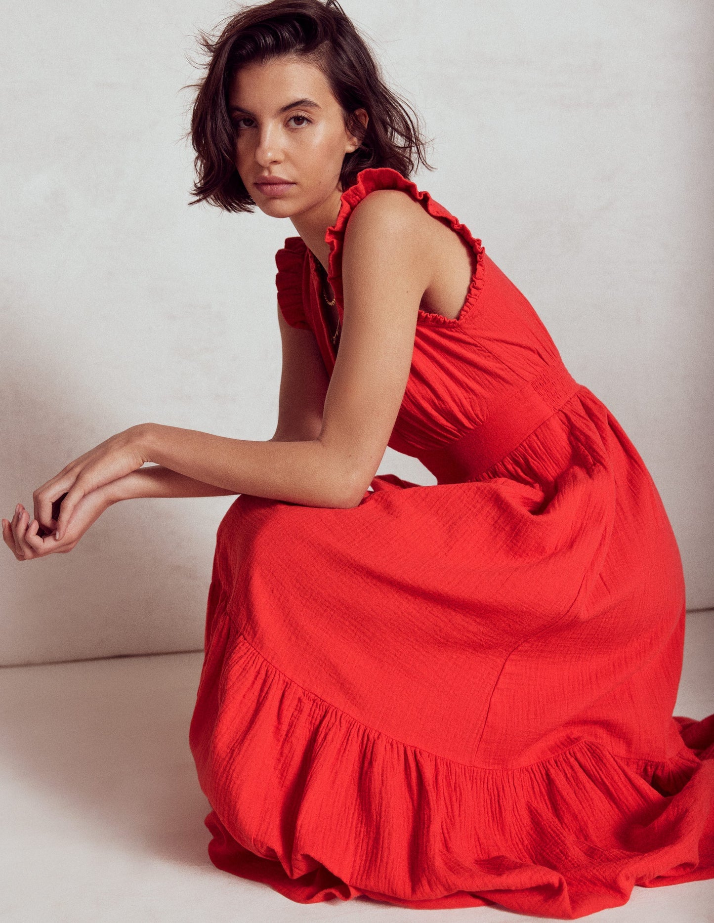 Boden Wren Double Cloth Midi Dress - Strawberry Tart Red