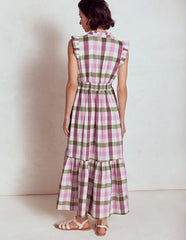 Boden Wren Double Cloth Midi Dress - Pink and Green Multigingham