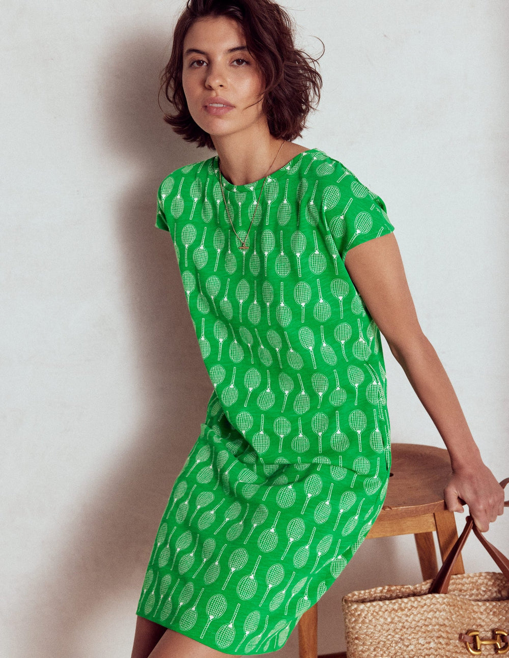 Boden Leah Jersey T-shirt Dress - Rich Emerald, Tennis