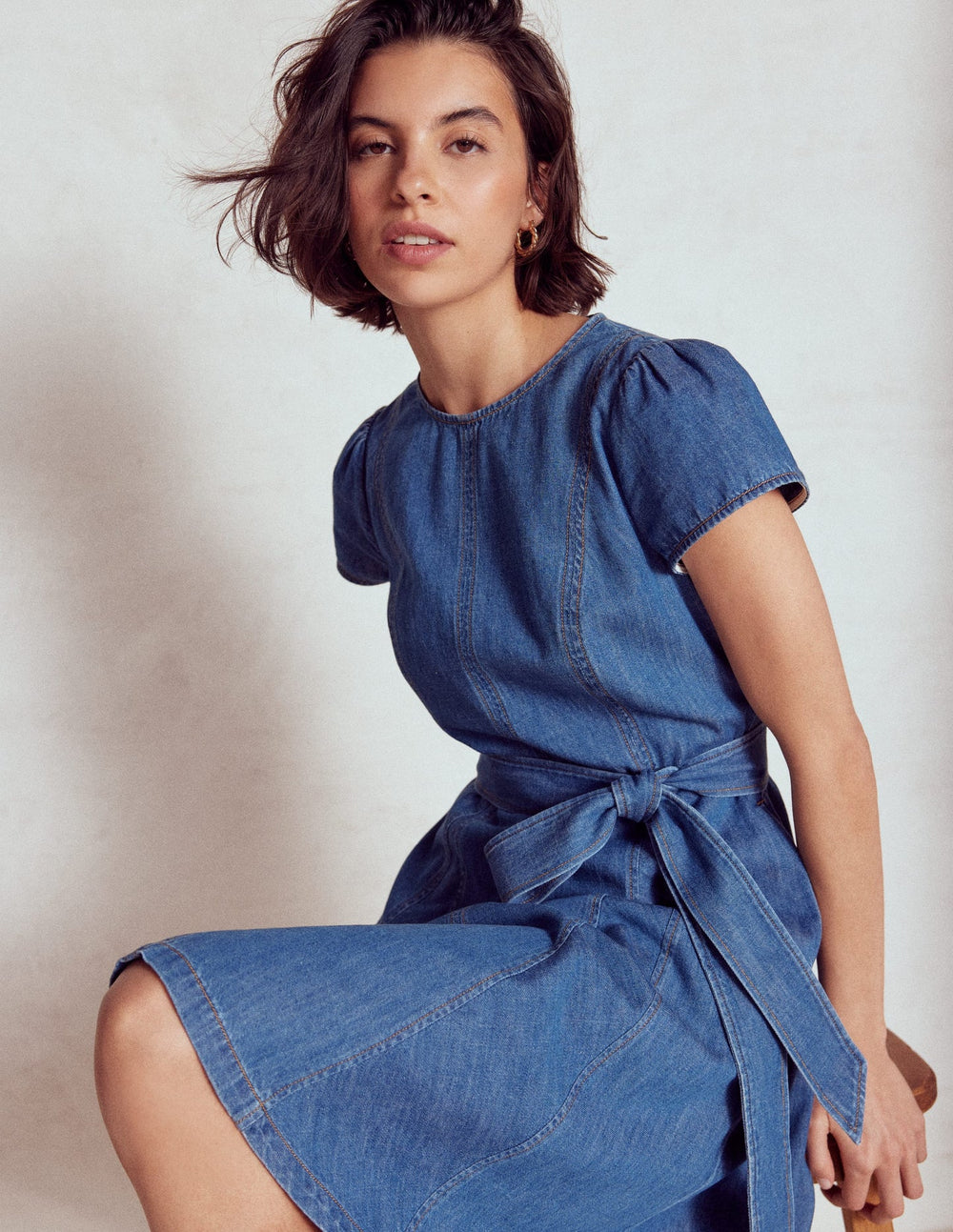 Boden Imo Denim Short Dress - Mid Vintage Denim