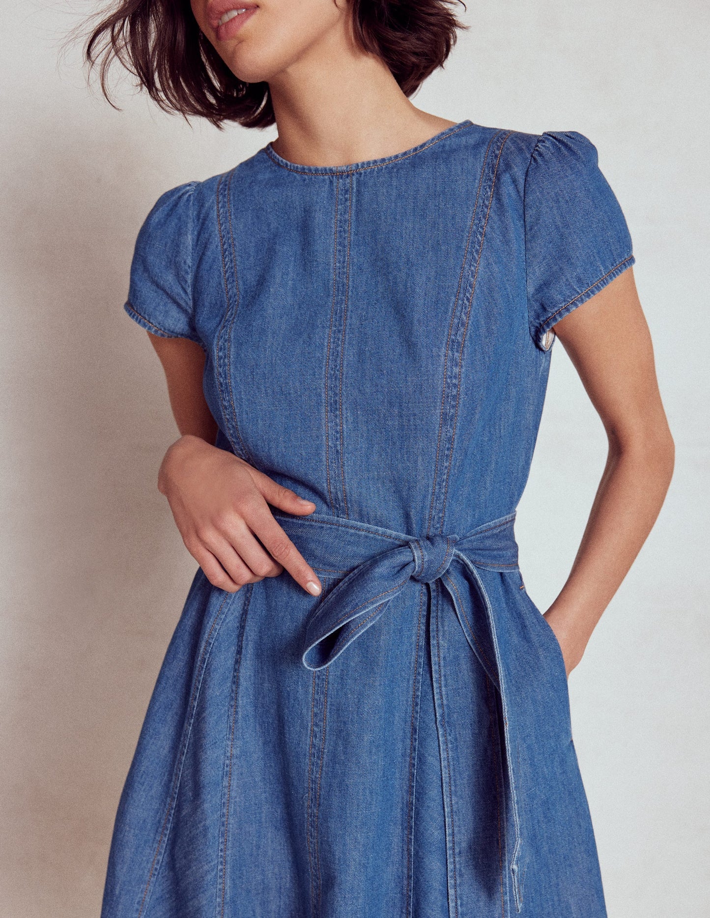 Boden Imo Denim Short Dress - Mid Vintage Denim