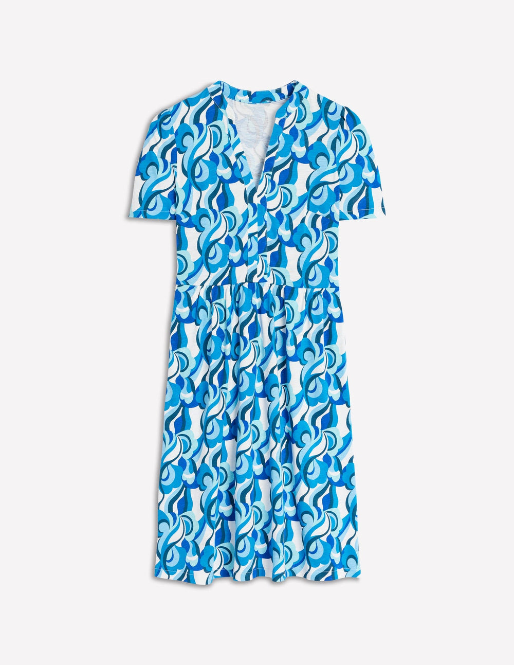 Boden Naomi Short Sleeve Dress - Blue, Abstract Swirl