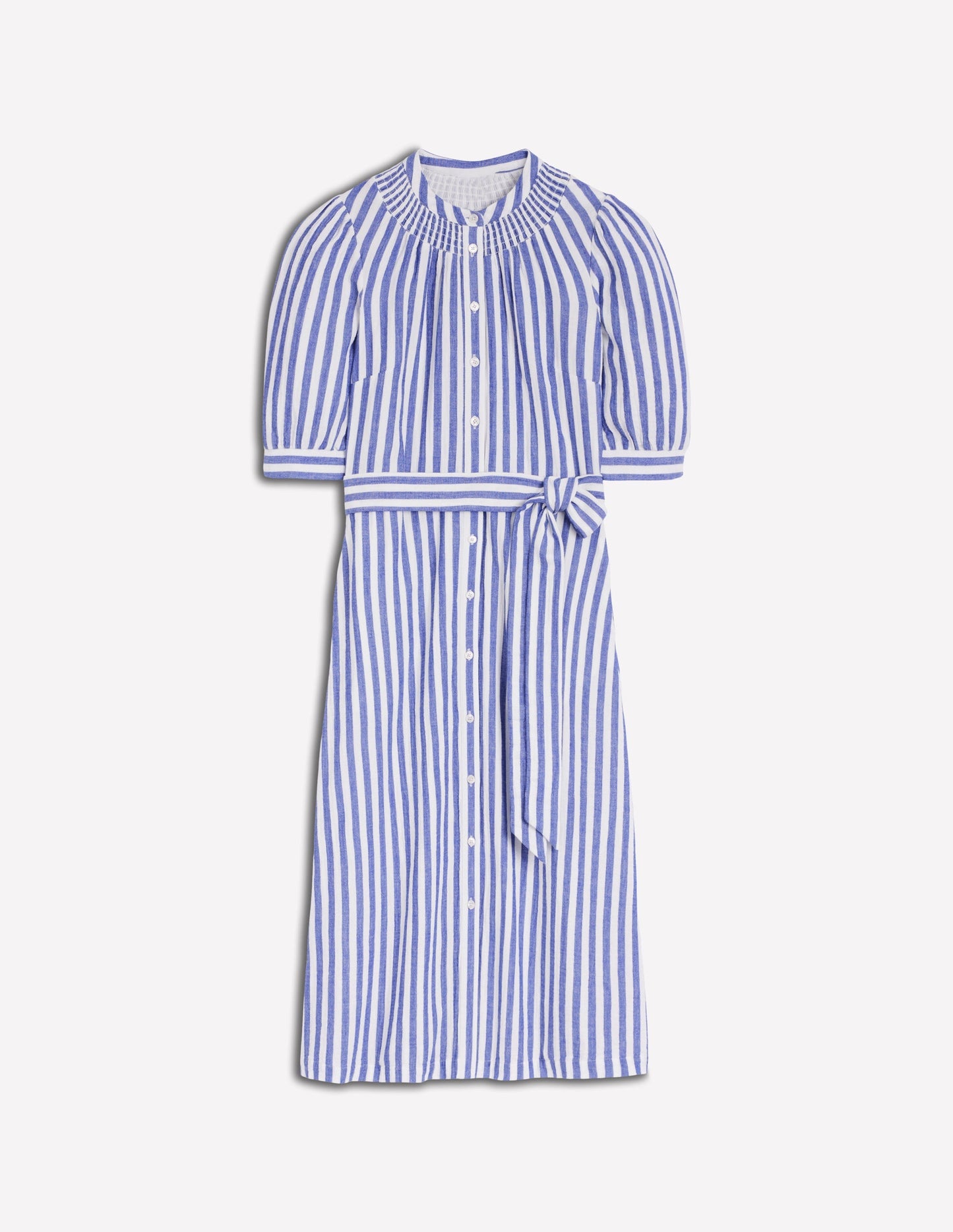 Boden Ada Double Cloth Midi Dress - Bright Blue Stripe