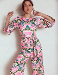 Boden Kimono Sleeve Jumpsuit - Meadowsweet Pink, Freesia