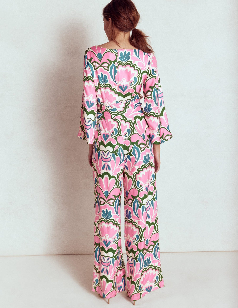 Boden Kimono Sleeve Jumpsuit - Meadowsweet Pink, Freesia