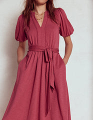 Boden Sofia Trim Jersey Midi Dress - Terracotta Red