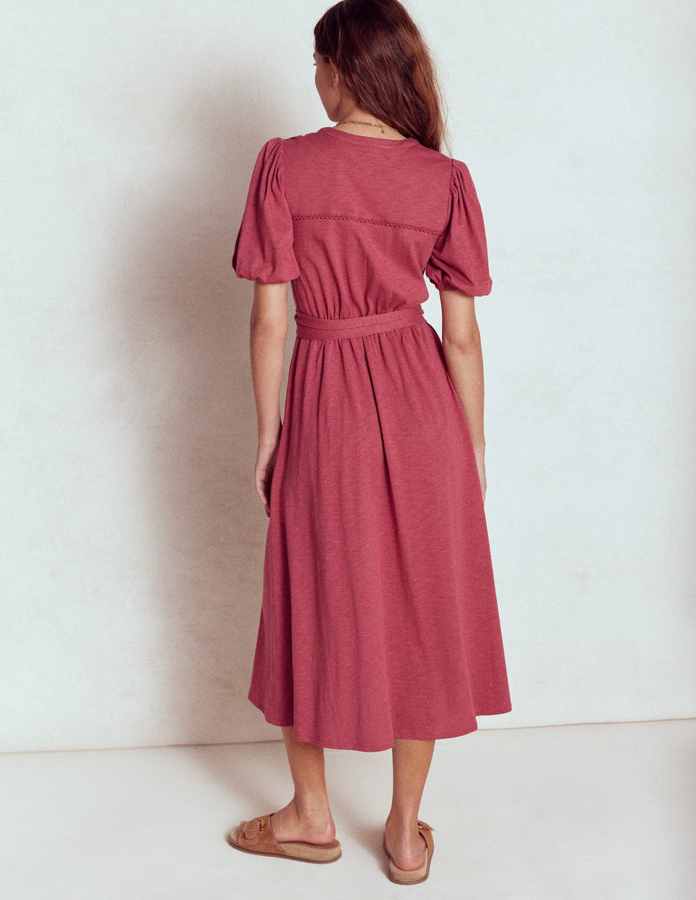 Boden Sofia Trim Jersey Midi Dress - Terracotta Red