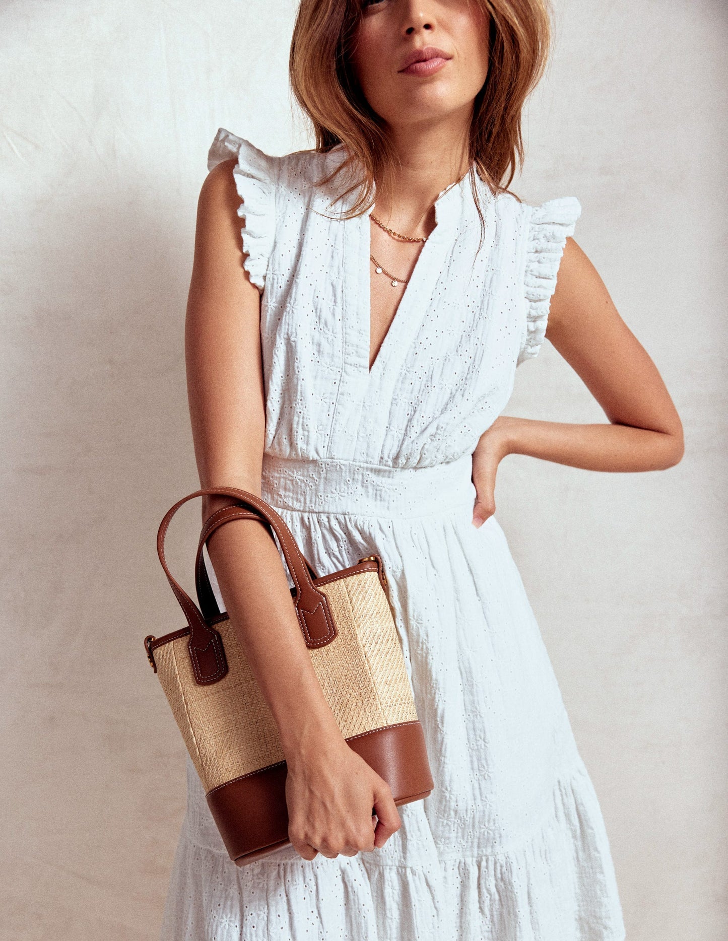 Boden Wren Double Cloth Short Dress - White