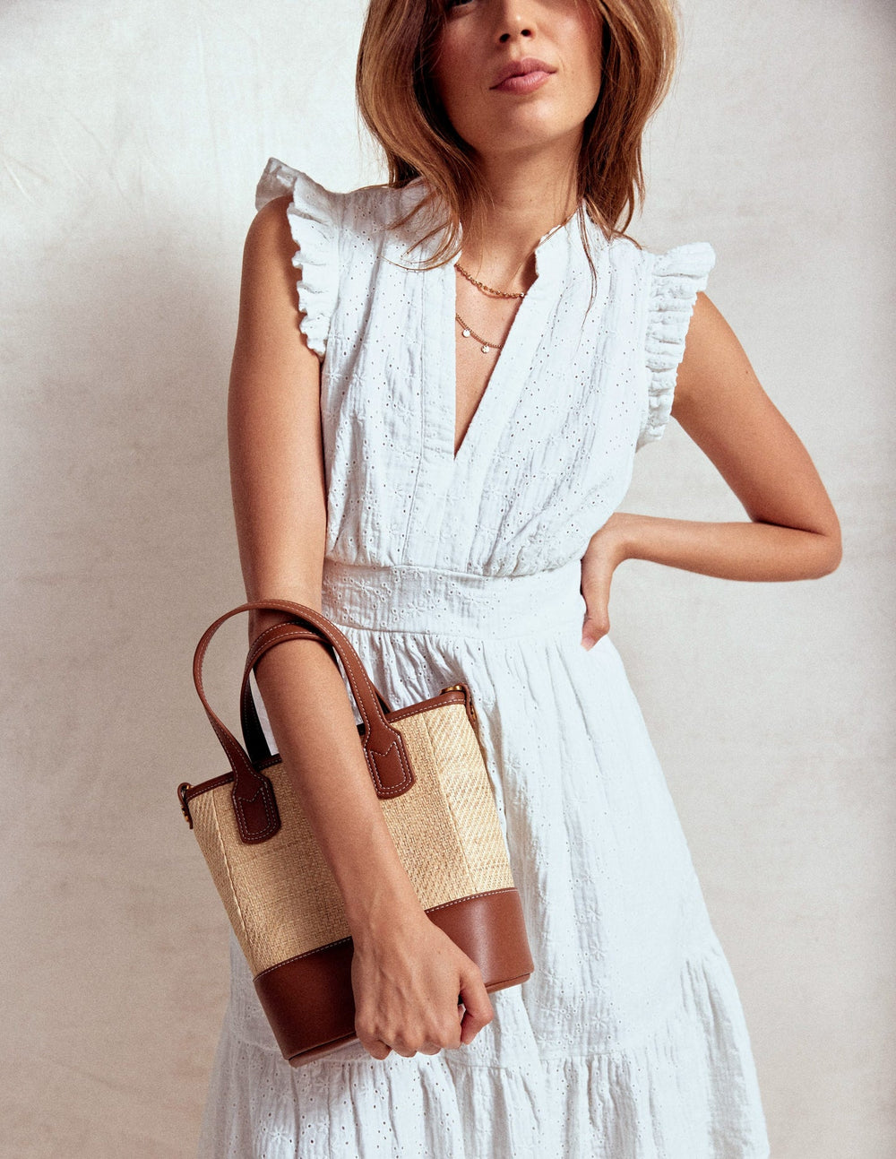 Boden Wren Double Cloth Short Dress - White