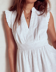 Boden Wren Double Cloth Short Dress - White