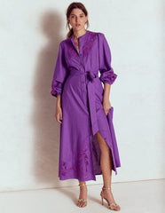Boden Mae Linen Blend Shirt Dress - Royal Purple