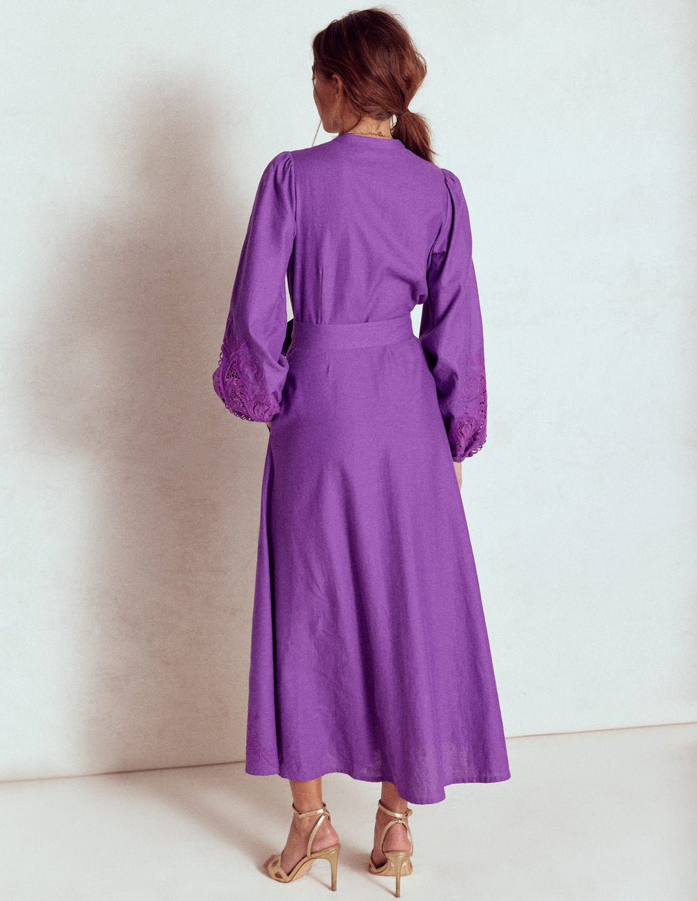 Boden Mae Linen Blend Shirt Dress - Royal Purple