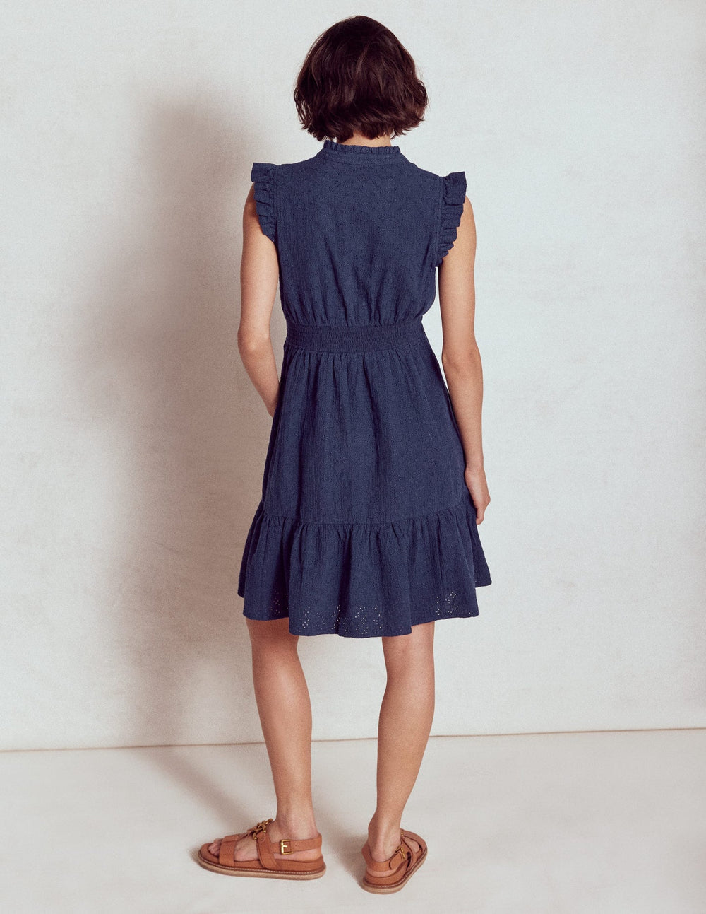 Boden Wren Double Cloth Short Dress - Navy