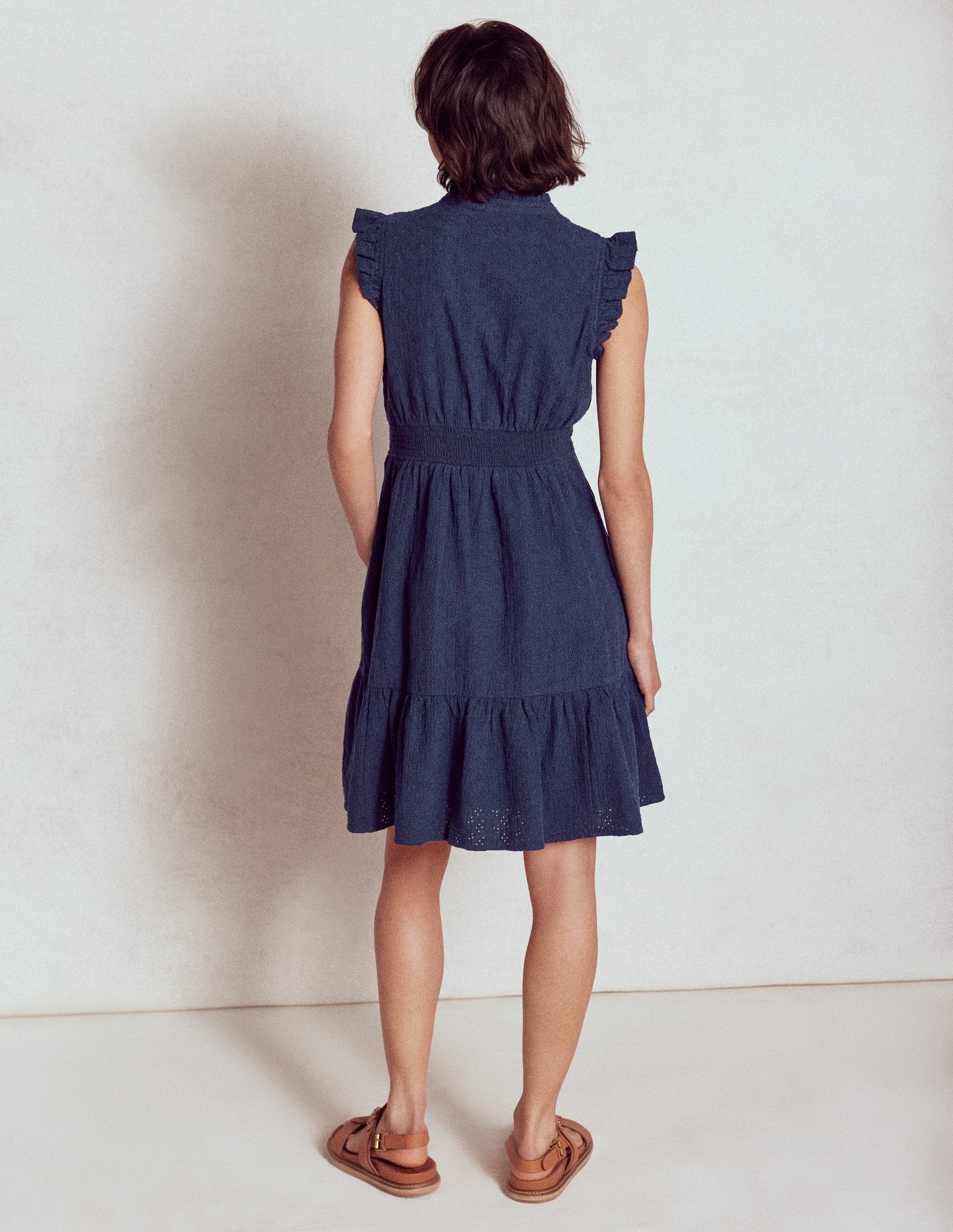 Boden Wren Double Cloth Short Dress - Navy