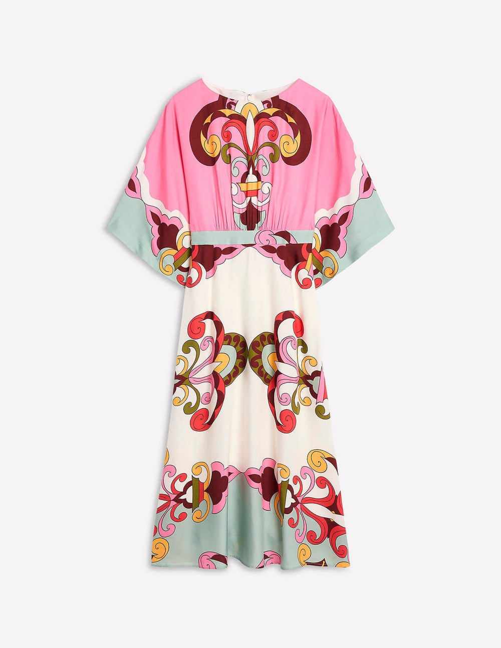 Boden Flute Sleeve Midi Dress - Pink Rose, Ornate Reflection