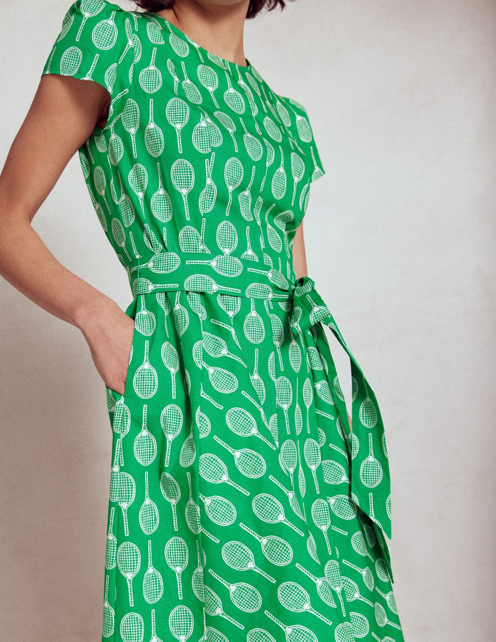 Boden Imo Cotton Short Dress - Rich Emerald, Tennis