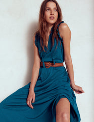 Boden Aria Broderie Trim Midi Dress - Harbour Blue