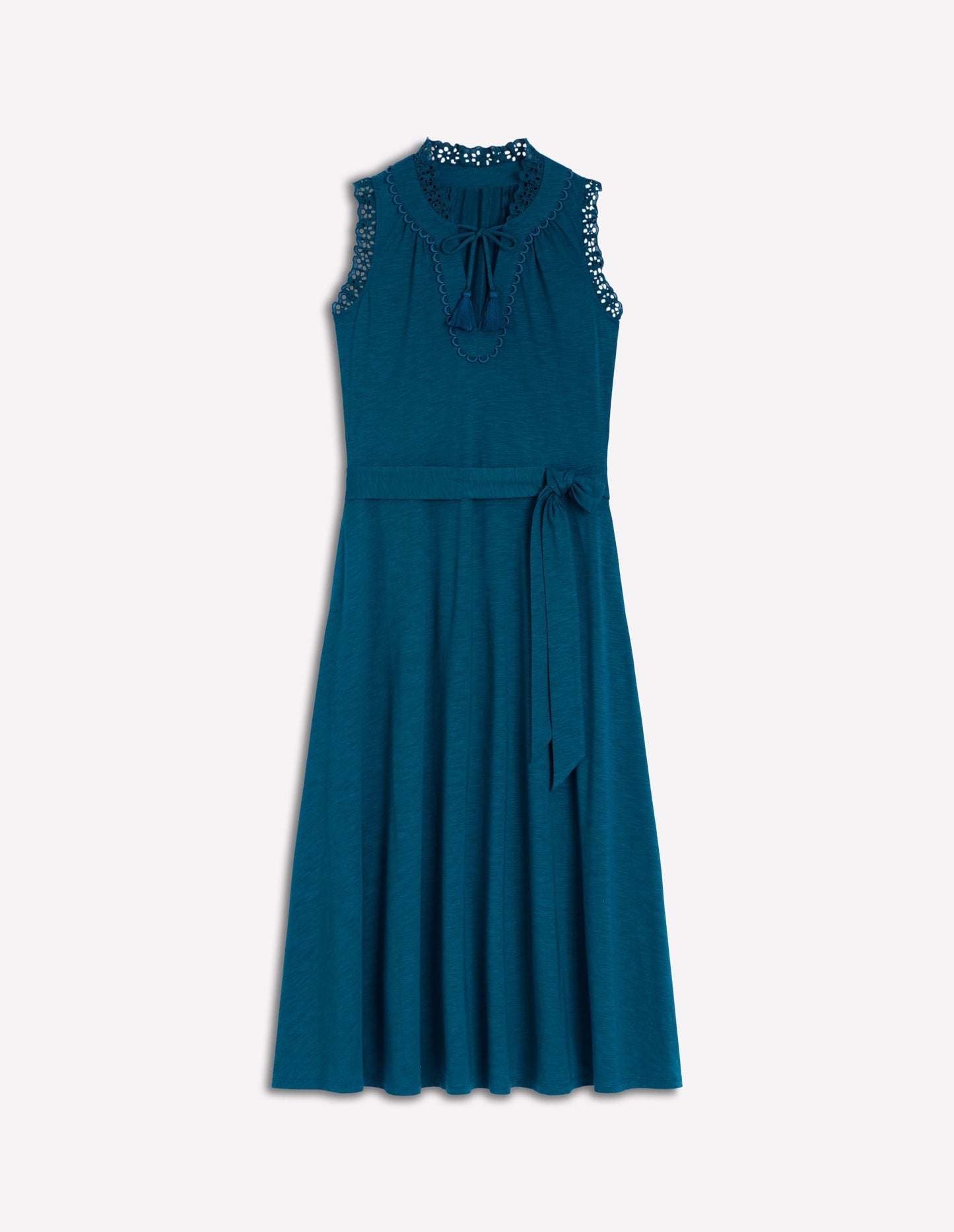 Boden Aria Broderie Trim Midi Dress - Harbour Blue