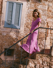 Boden Eloise Tiered Jersey Dress - Foxglove Purple