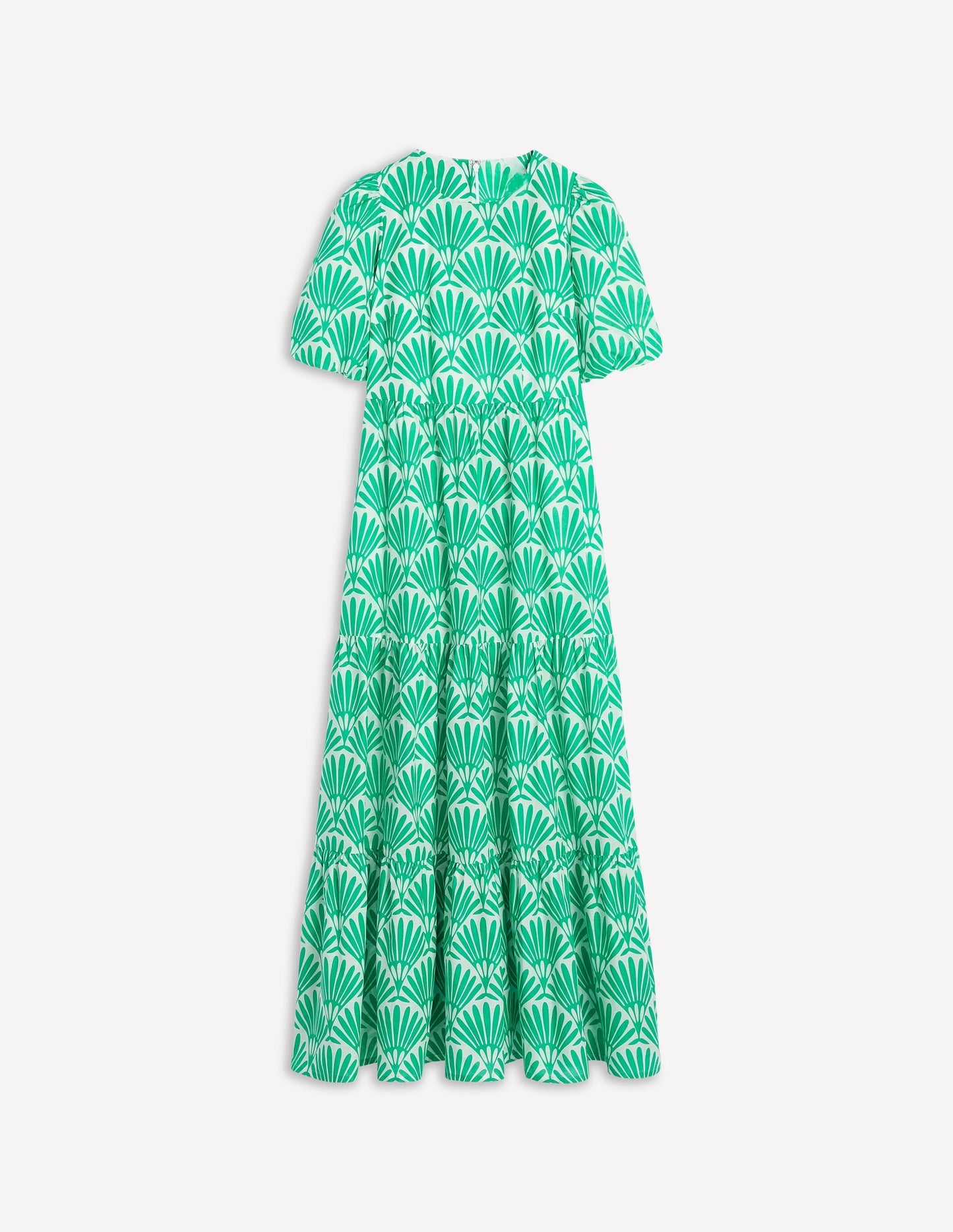 Boden Tiered Poplin Maxi Dress - Aquamarine Blue, Deco Palm