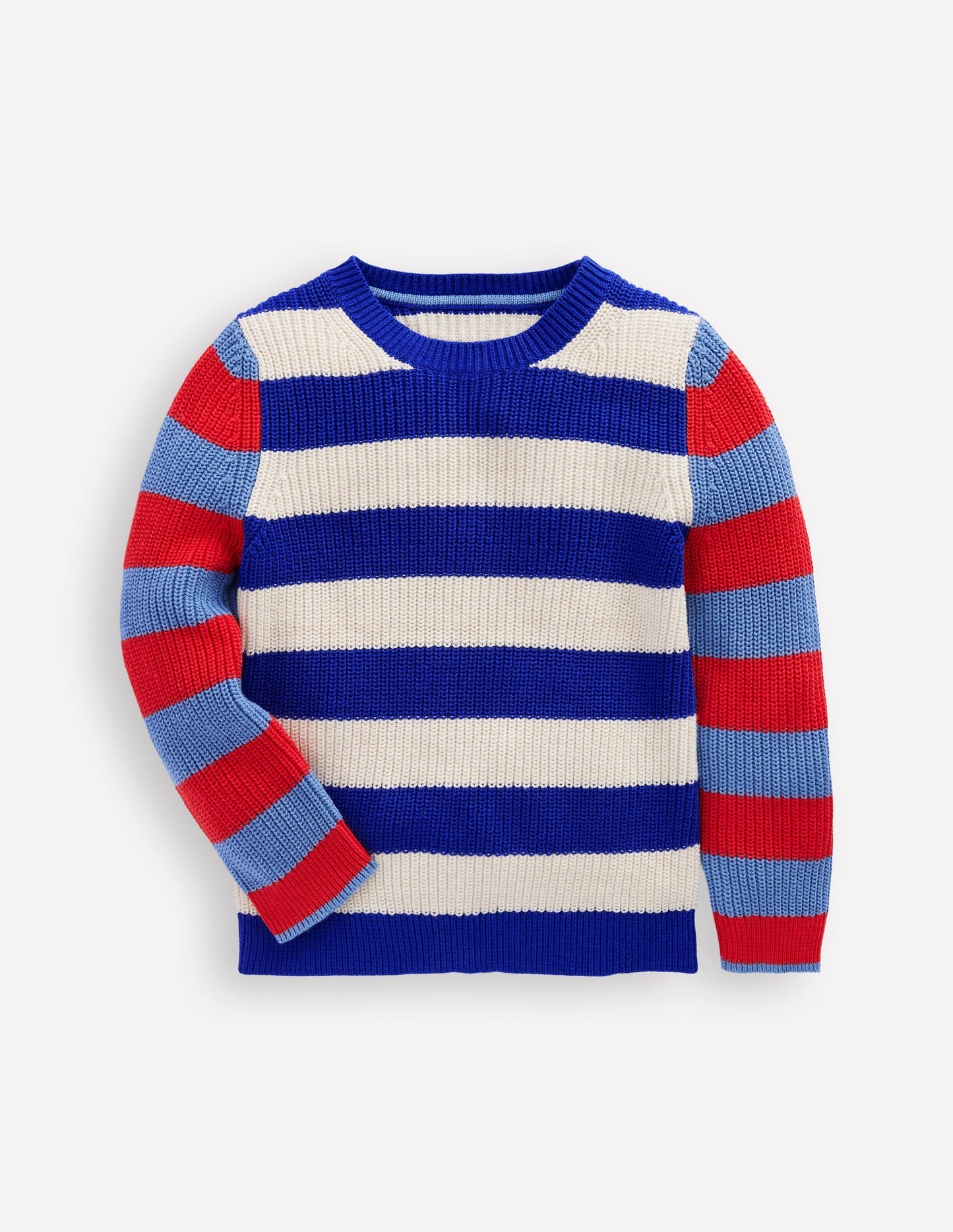 Boden Everyday Cotton Sweater - Bright Blue/Ecru Marl Stripe