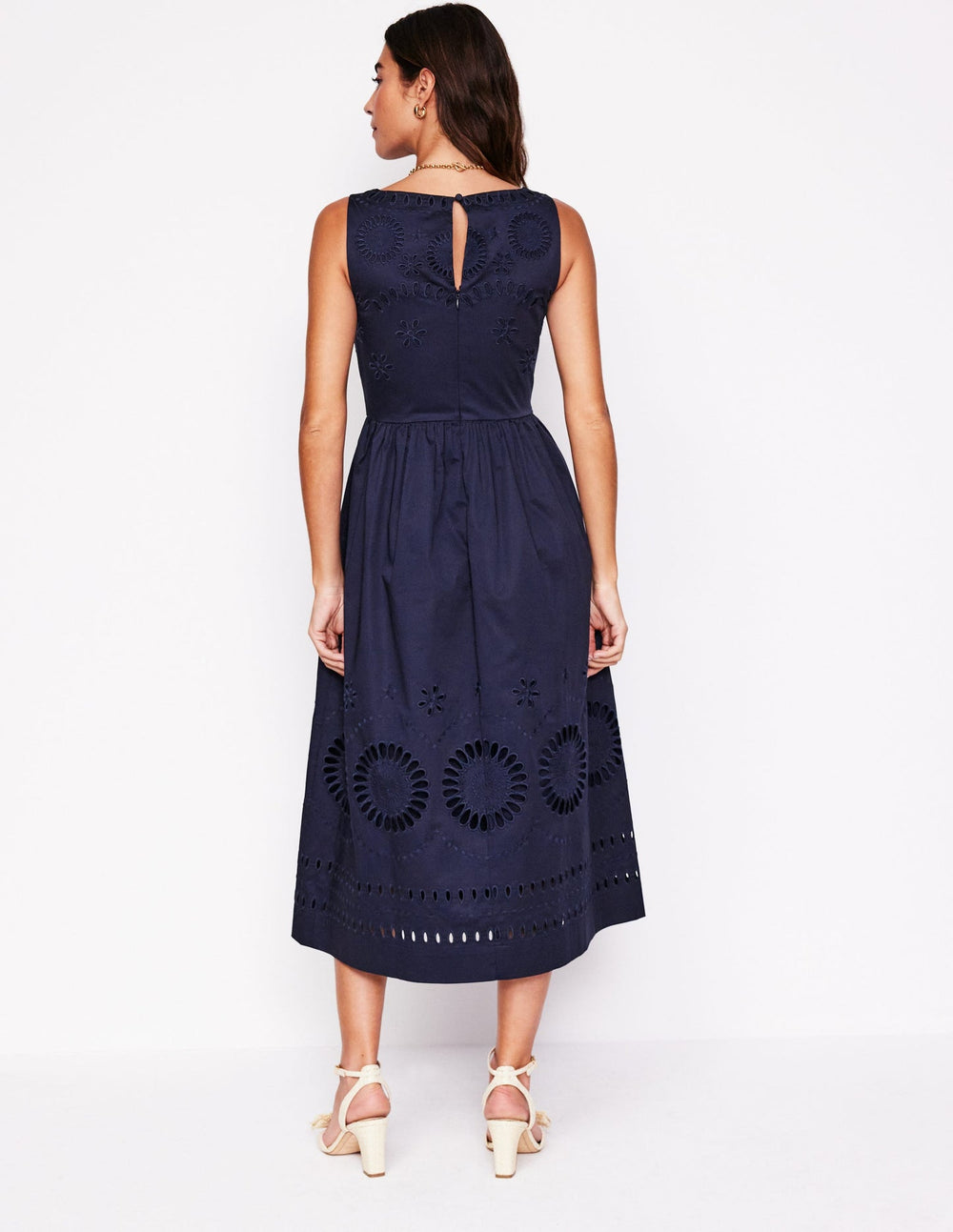 Boden Lauren Broderie Midi Dress - Navy