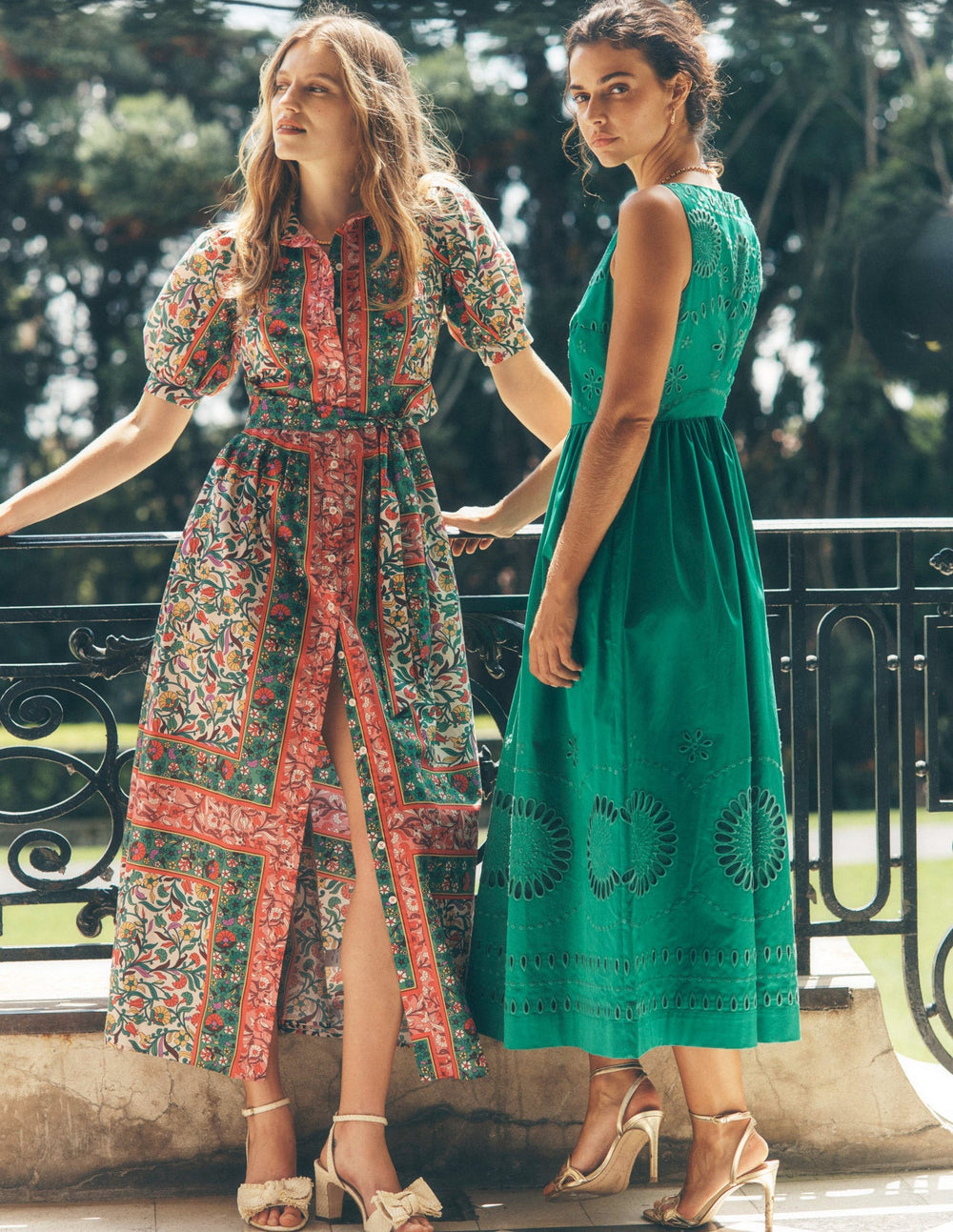 Boden Lauren Broderie Midi Dress - Rich Emerald, Broderie