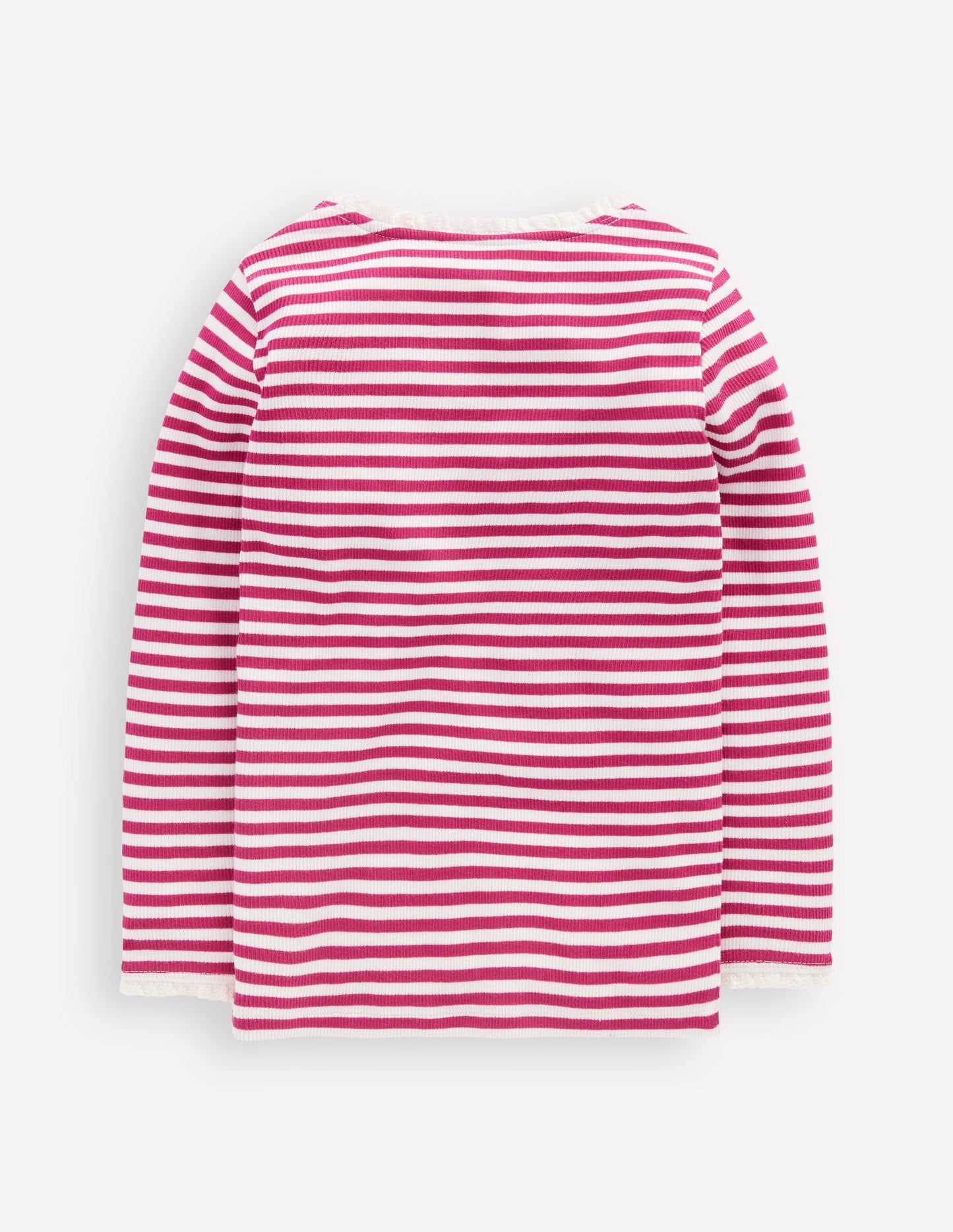 Boden Ribbed Long Sleeve T-shirt - Cherry Jam/Soft Ivory Stripe