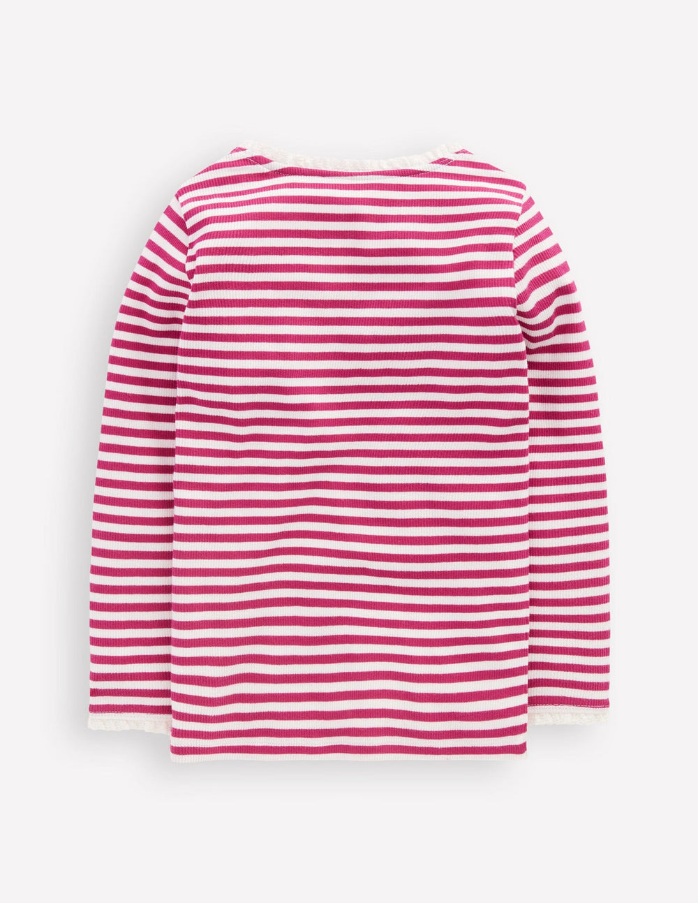 Boden Ribbed Long Sleeve T-shirt - Cherry Jam/Soft Ivory Stripe